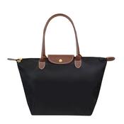 Black Tote Handbag with Brown Handles by Gessy