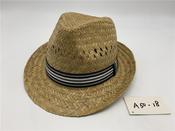Straw Hat with Black &amp; White Band