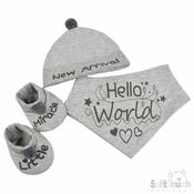 100% Cotton Baby Bandana Set Grey image