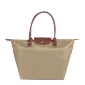 Taupe Tote Handbag with Brown Handles by Gessy