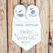 100% Cotton Baby Bandana Set White 