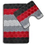 Hex 2 Piece Bath Mat Red by Velosso