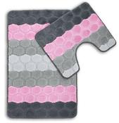 Hex 2 Piece Bath Mat Pink by Velosso image
