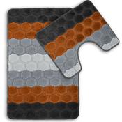 Hex 2 Piece Bath Mat Orange by Velosso