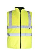 Hi-Visibility Hi-Viz Yellow Reversible Bodywarmer Jacket-Small