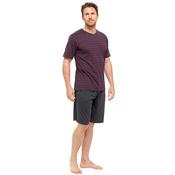 Mens 100% Cotton Striped T-Shirt &amp; Short Pyjama Set - Red image