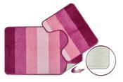 Bath Mat Set Jersey Stripe Non-Slip Pink