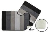 Bath Mat Set Jersey Stripe Non-Slip Silver