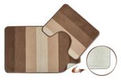 Bath Mat Set Jersey Stripe Non-Slip Taupe