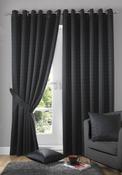 Madison Black Jacquard Eyelet Curtains image
