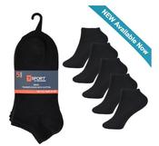 Men's 5 Pack Black Trainer Ankle Socks