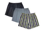 Men's 100% Cotton De Lucca 3 Pack Boxers Dark Green Mix-Small