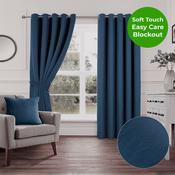 Blockout Navy Eyelet Curtains-45x72" (114x183cm) image