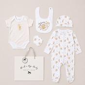 Neutral Teddy Bear 5 Piece Baby Gift Set with Bag-New Born