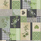 Olive Green Patchwork Oilcloth Tablecloth