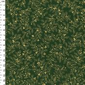 Rose &amp; Hubble Christmas Green Holly Berries Cotton Fabric - Price by the Metre image