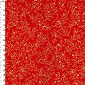 Rose &amp; Hubble Christmas Red Holly Berries Cotton Fabric - Price by the Metre image