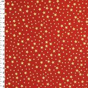 54″ Rose &amp; Hubble 100% Cotton Christmas Stars Printed Red Fabric - Price by the Metre