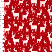 Rose &amp; Hubble Christmas Deer Printed Red Cotton Fabric - Price by the Metre