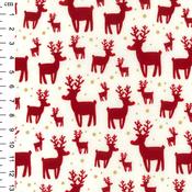 Rose &amp; Hubble Christmas Deer Printed Ivory Cotton Fabric - Price by the Metre