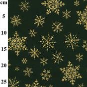 54″ Rose &amp; Hubble 100% Cotton Christmas Snowflakes Printed Green Fabric - Price by the Metre
