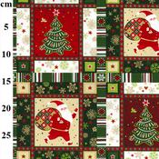 Rose &amp; Hubble Christmas Patchwork Style Printed Green Cotton Fabric - Price by the Metre