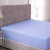 Percale Fitted Sheet, Blue-Double