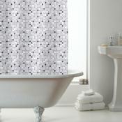 PEVA Shower Curtain with Rings Mosaic Black
