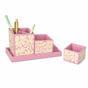 Pink Floral Desk Organiser Set