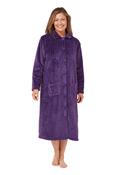 Women's Soft Touch Plush House Coats Dressing Gown Purple-8/10