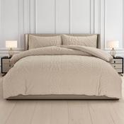 Quilted Knit Duvet Cover Set Beige by Velosso-Single