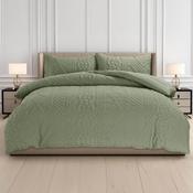 Quilted Knit Duvet Cover Set Green by Velosso-Single