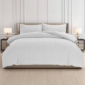 Quilted Knit Duvet Cover Set White by Velosso-Single