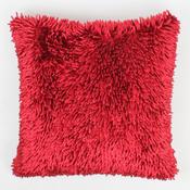 Chenille Cushion Cover Shaggy Red 17" image