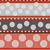 Red &amp; Grey Polka Dot Stripe Oilcloth