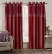 Renatta Fully Lined Eyelet Wine Curtains  image