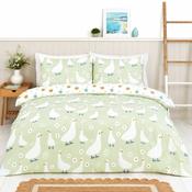 Duck Meadow Green Reversible Duvet Cover Set-Single image