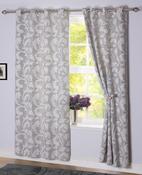 Rochelle Silver Interlined Luxury Eyelet Curtains 90x108 image