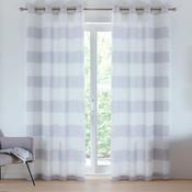 Santorini Grey Lined Voile Eyelet Curtains-110x72" (280x183cm) image