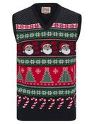 Sleeveless Christmas Jumper Candy Cane Black-Medium
