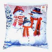 Snowman Family Printed Christmas Cushion Cover