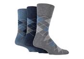 Men's Gentle Grip 3 Pack Socks Grey Blue Mix