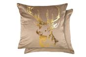 Velvet Foil Cushion Cover Stag Taupe