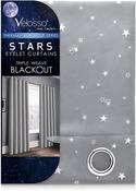 Blackout Curtains Eyelet Stars Grey image