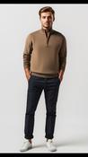 Men's Redwood Half Zip Sweater Taupe-Small