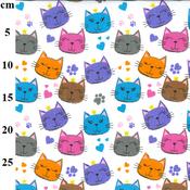 Cat Printed Polycotton Fabric - Price by the Metre