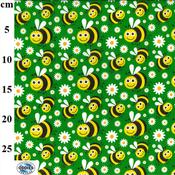 Bee Printed Green Colour Polycotton Fabric - Price by the Metre image