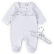 Cotton Rich Velour Sleep Suit White &amp; Hanger image