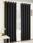 Vogue Woven Eyelet Curtains Black by Enhanced Living image