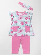 Baby Girls Floral Stripe 3 Piece Set